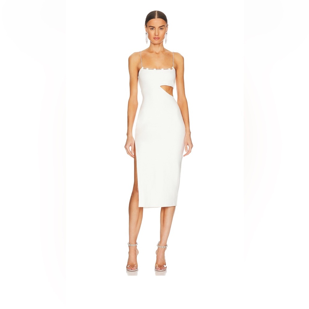 Lovers + Friends White Midi Dress with Cut-Out
